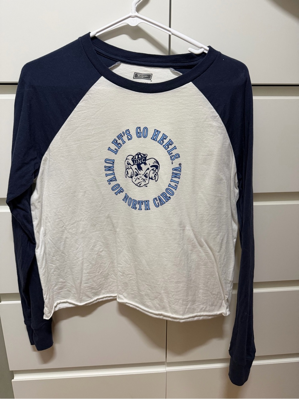 UNC Tar Heels Raglan Long Sleeve Tee - Navy & White